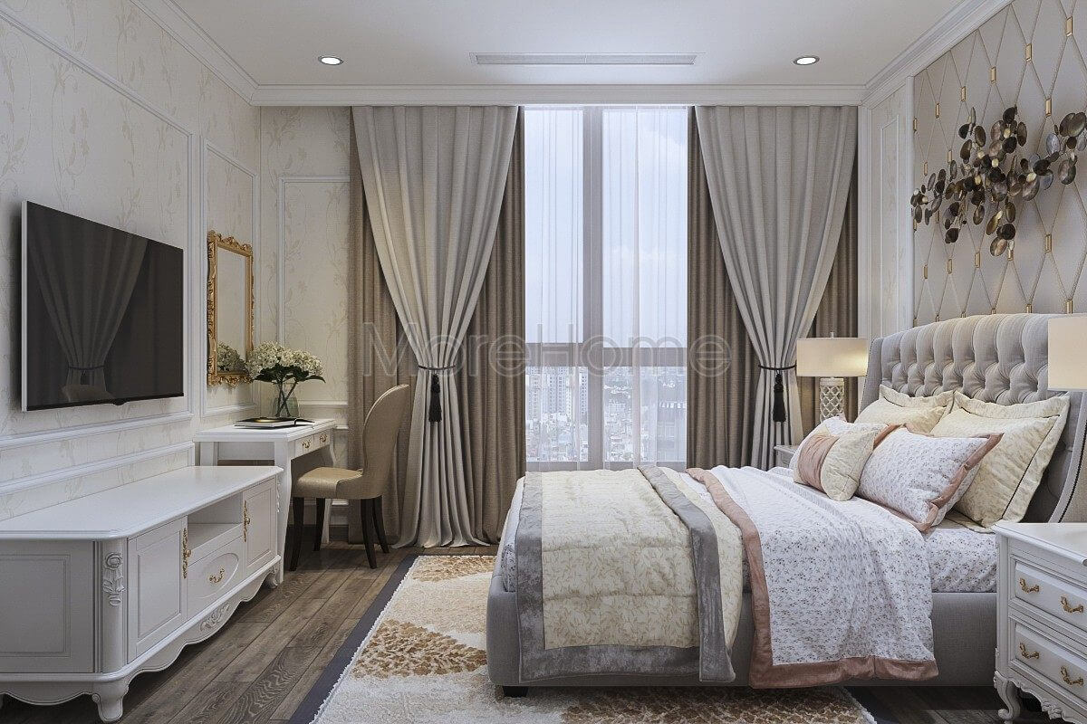 Thiết kế nội thất phòng ngủ căn hộ chung cư Vinhomes Bason Thiết kế căn hộ chung cư Vinhomes Bason